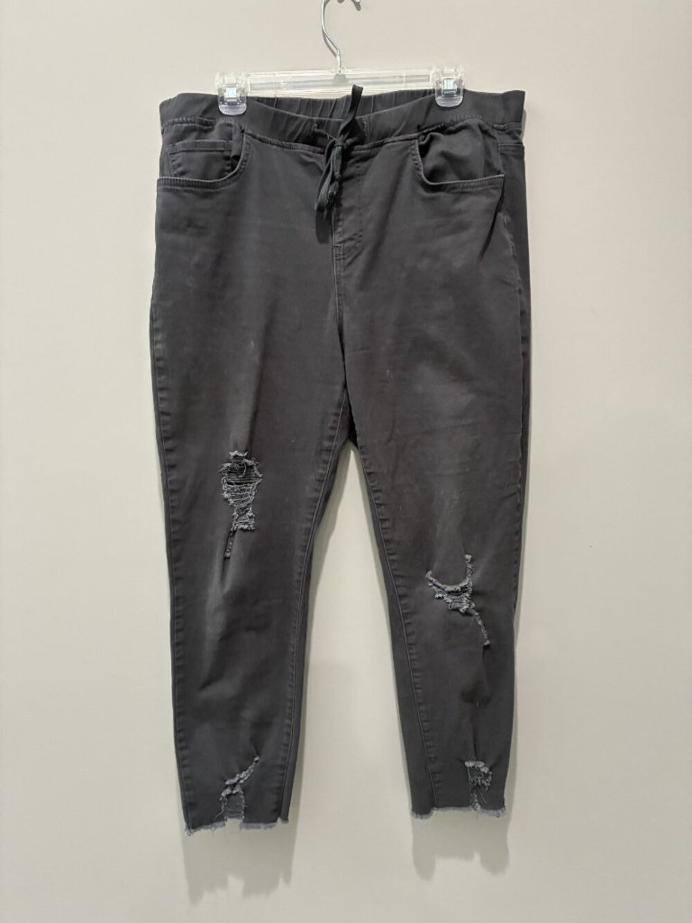 Royal Fox Grey Distressed Pull On Skinny Jeans Size XL